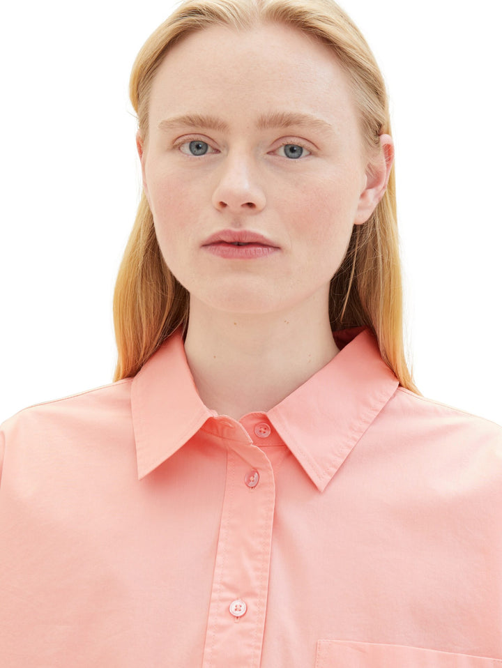 long shirt with chest pocket - Pink