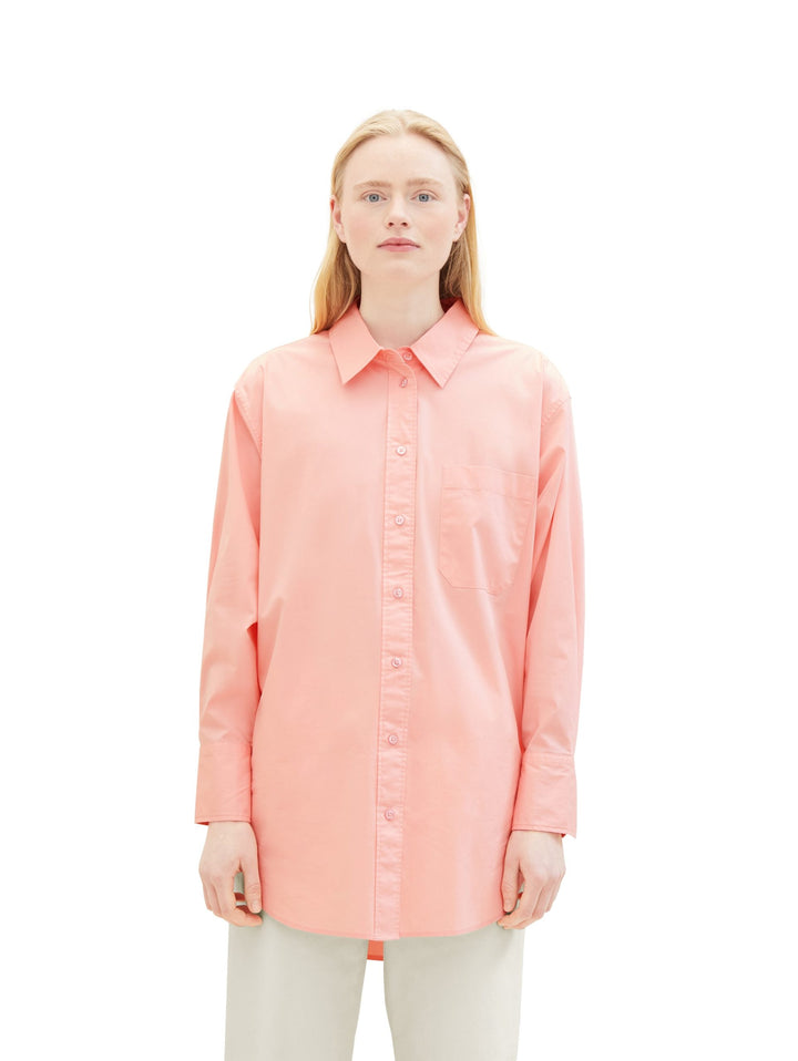 long shirt with chest pocket - Pink