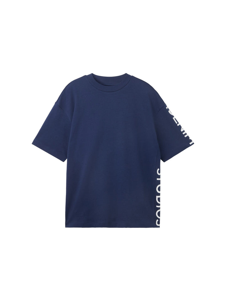 Oversized T-shirt with a text print - Blue
