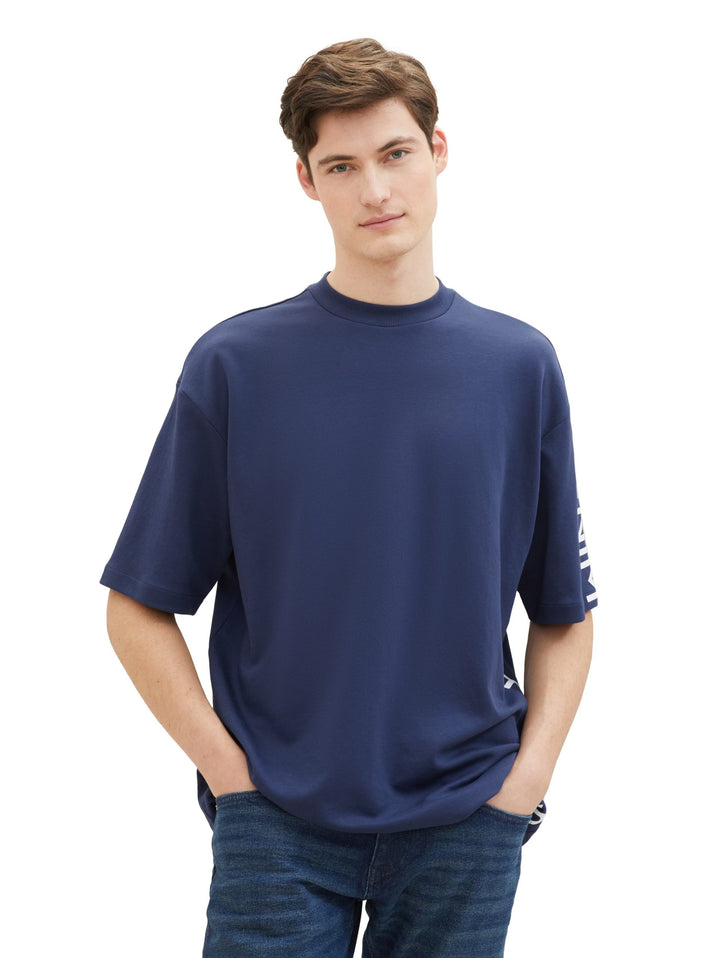 Oversized T-shirt with a text print - Blue