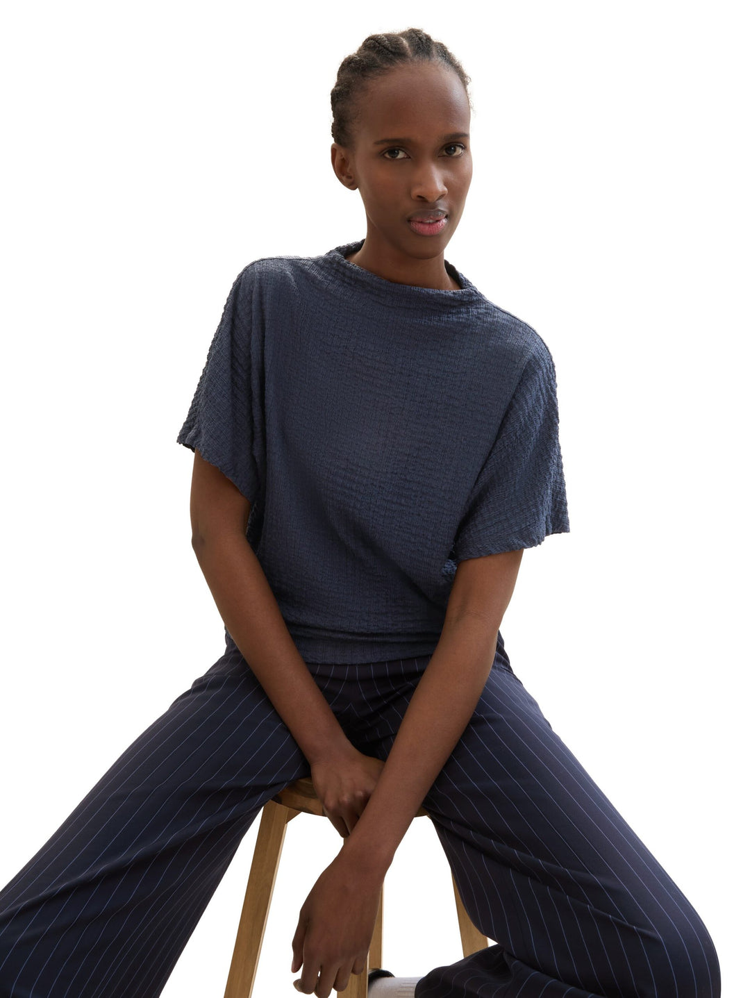 T-shirt in a crinkled look - Blue