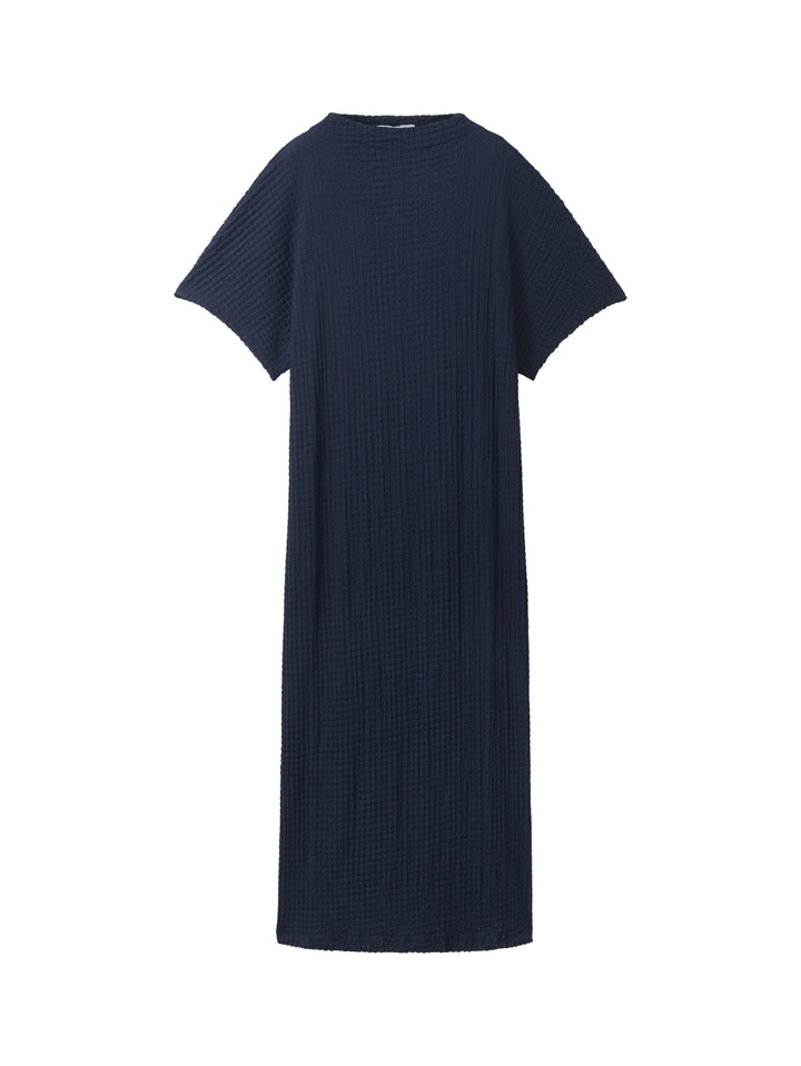 Midi dress with texture - Blue
