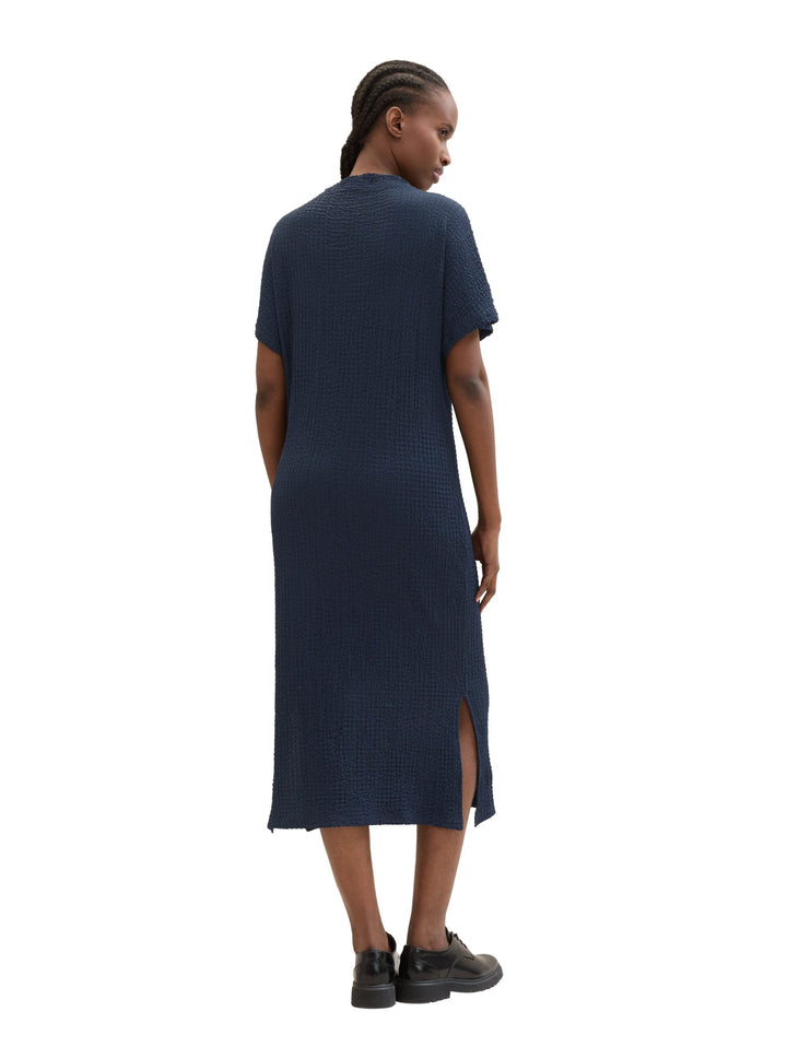 Midi dress with texture - Blue