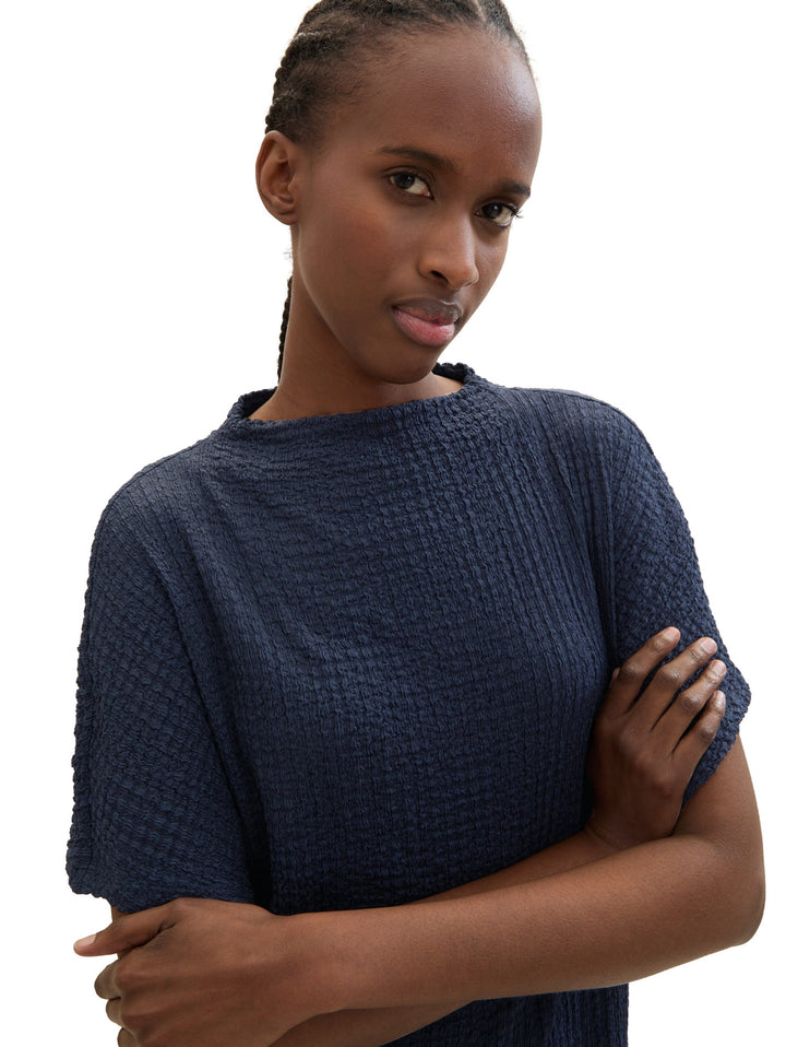 Midi dress with texture - Blue