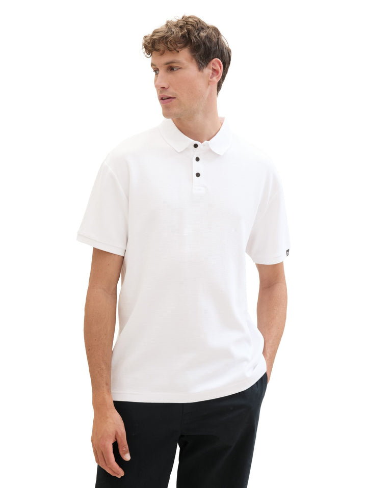 Relaxed polo shirt with organic cotton - White