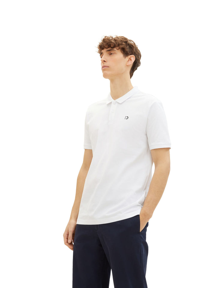 Basic polo shirt with a logo print - White