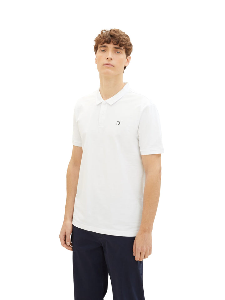 Basic polo shirt with a logo print - White
