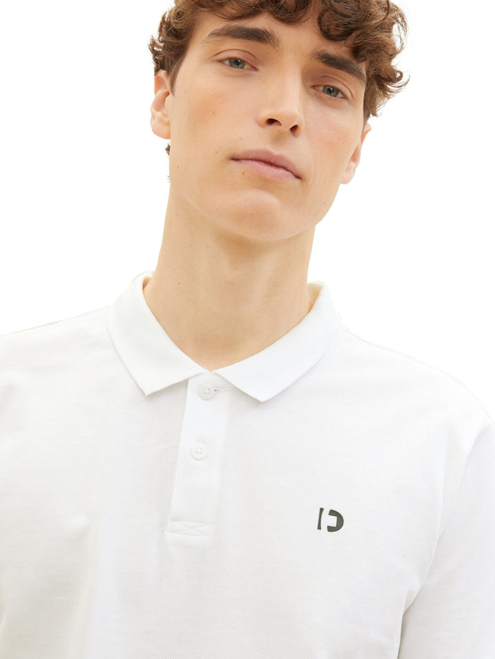 Basic polo shirt with a logo print - White