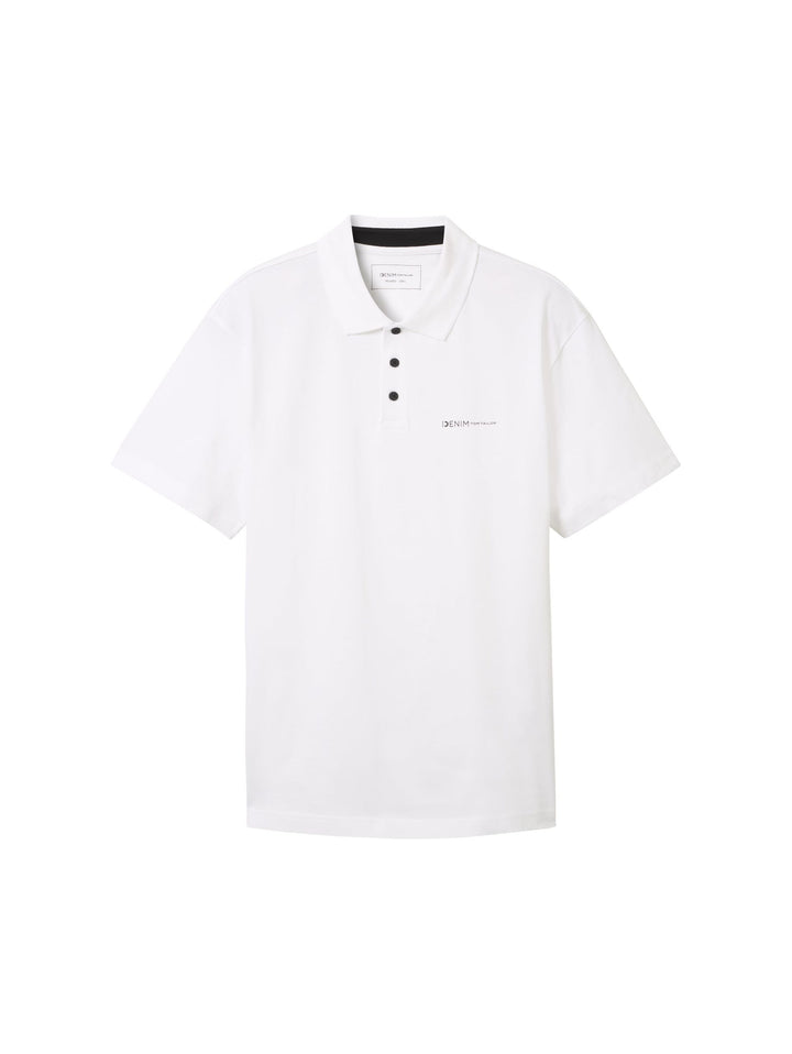 Relaxed polo shirt with a logo print - White