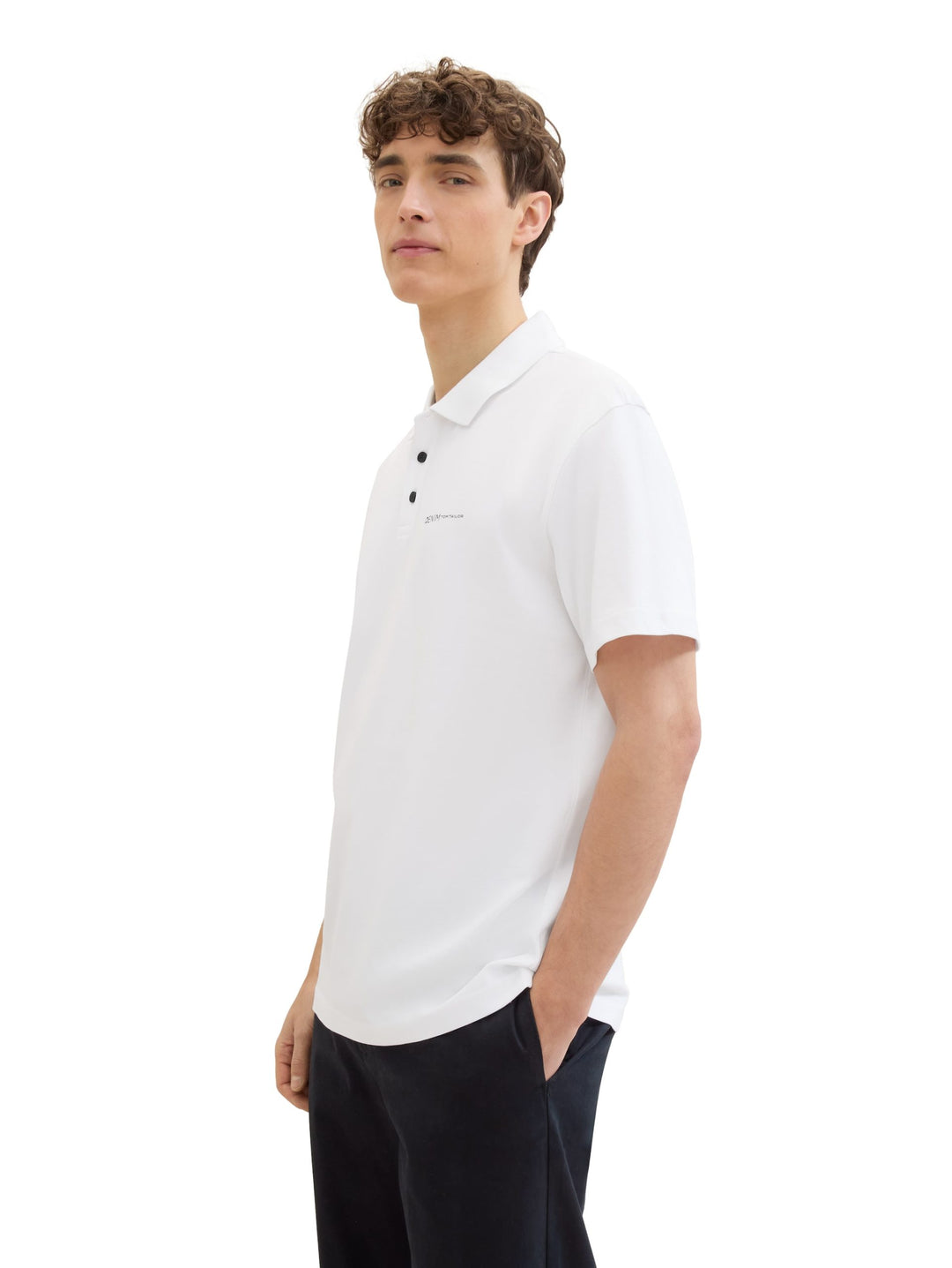 Relaxed polo shirt with a logo print - White