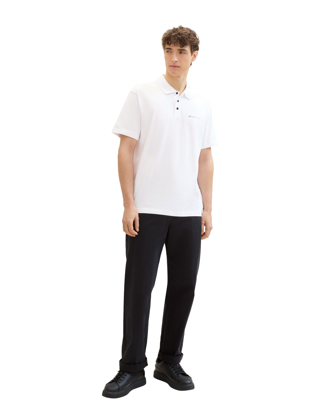 Relaxed polo shirt with a logo print - White