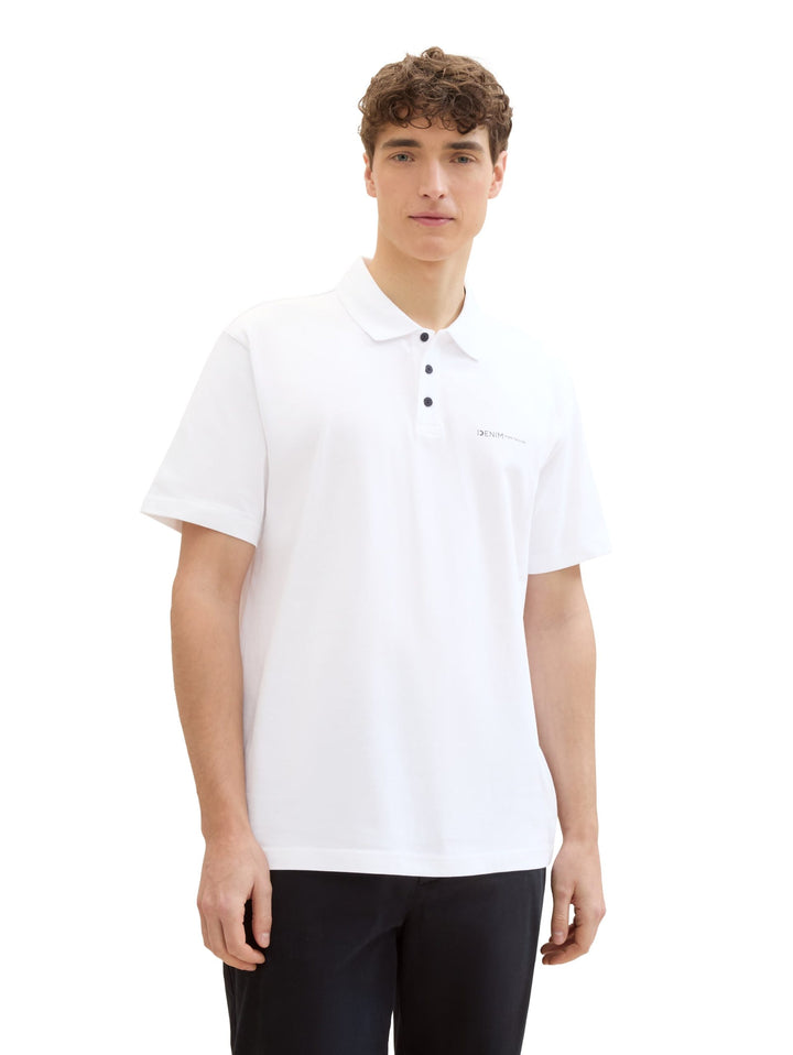 Relaxed polo shirt with a logo print - White