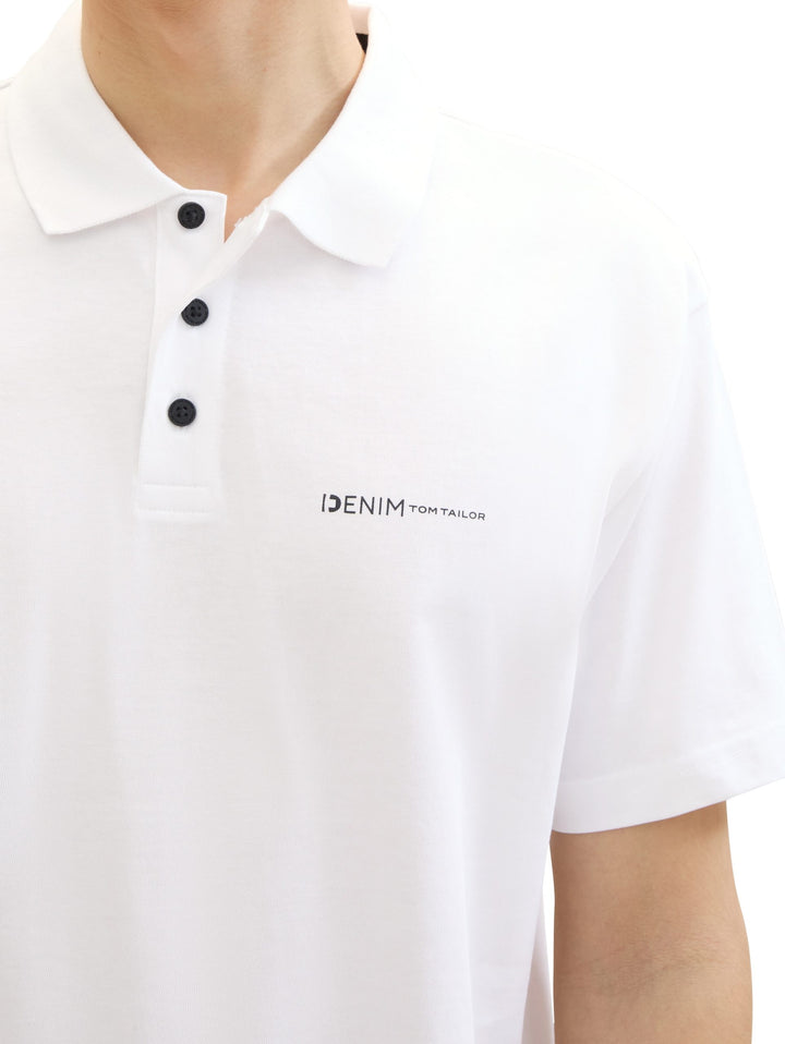 Relaxed polo shirt with a logo print - White