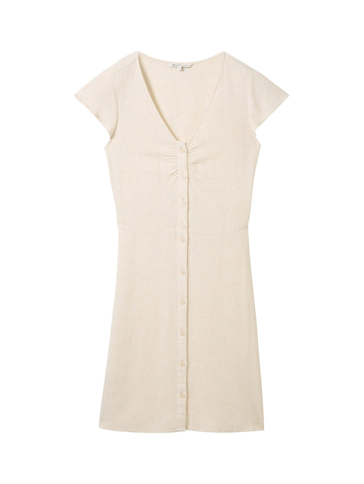 Mini dress with linen - White