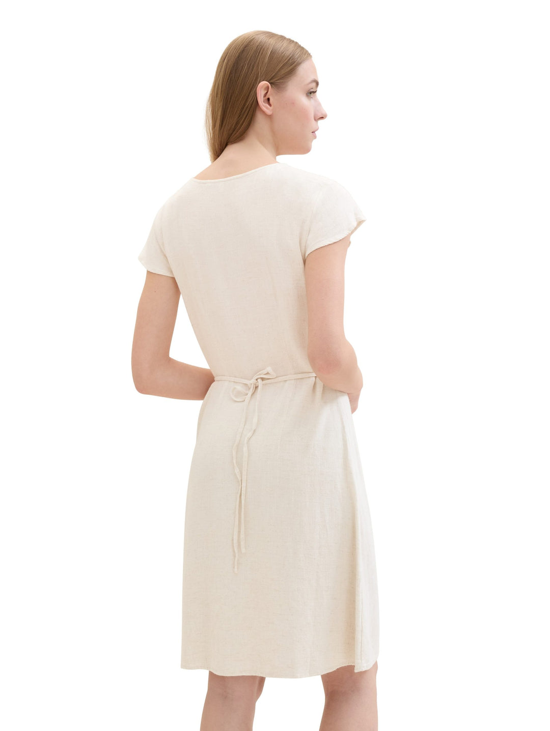 Mini dress with linen - White