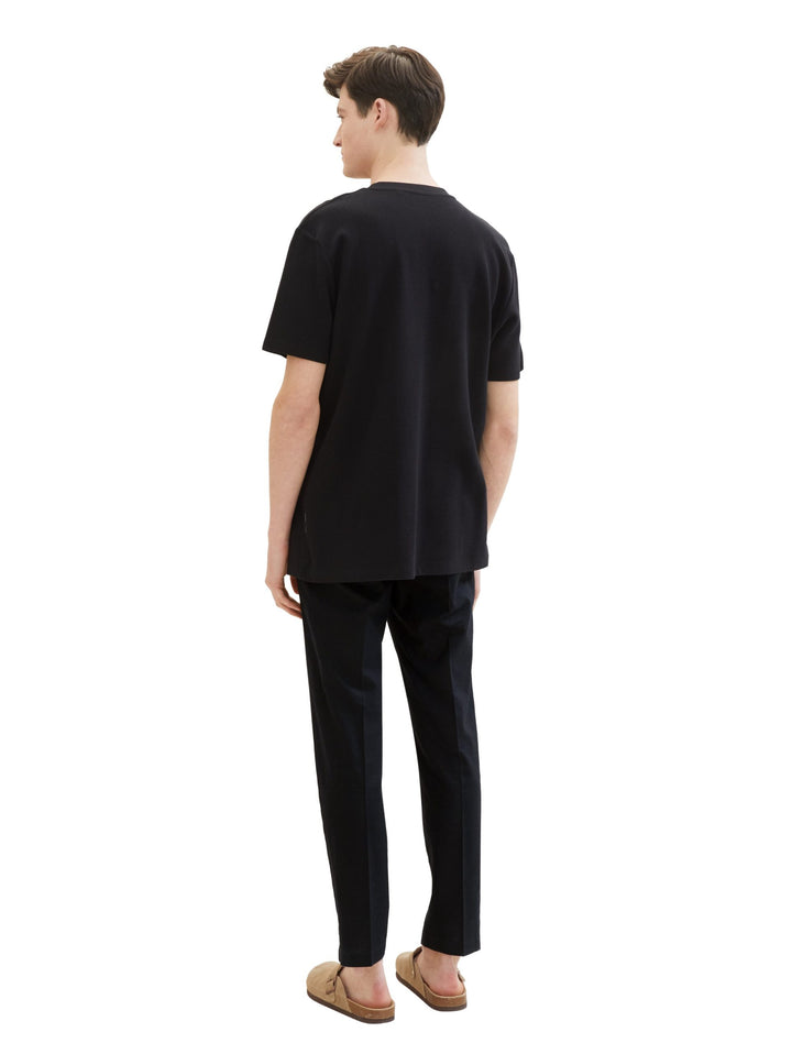 Relaxed tapered trousers with linen - Black