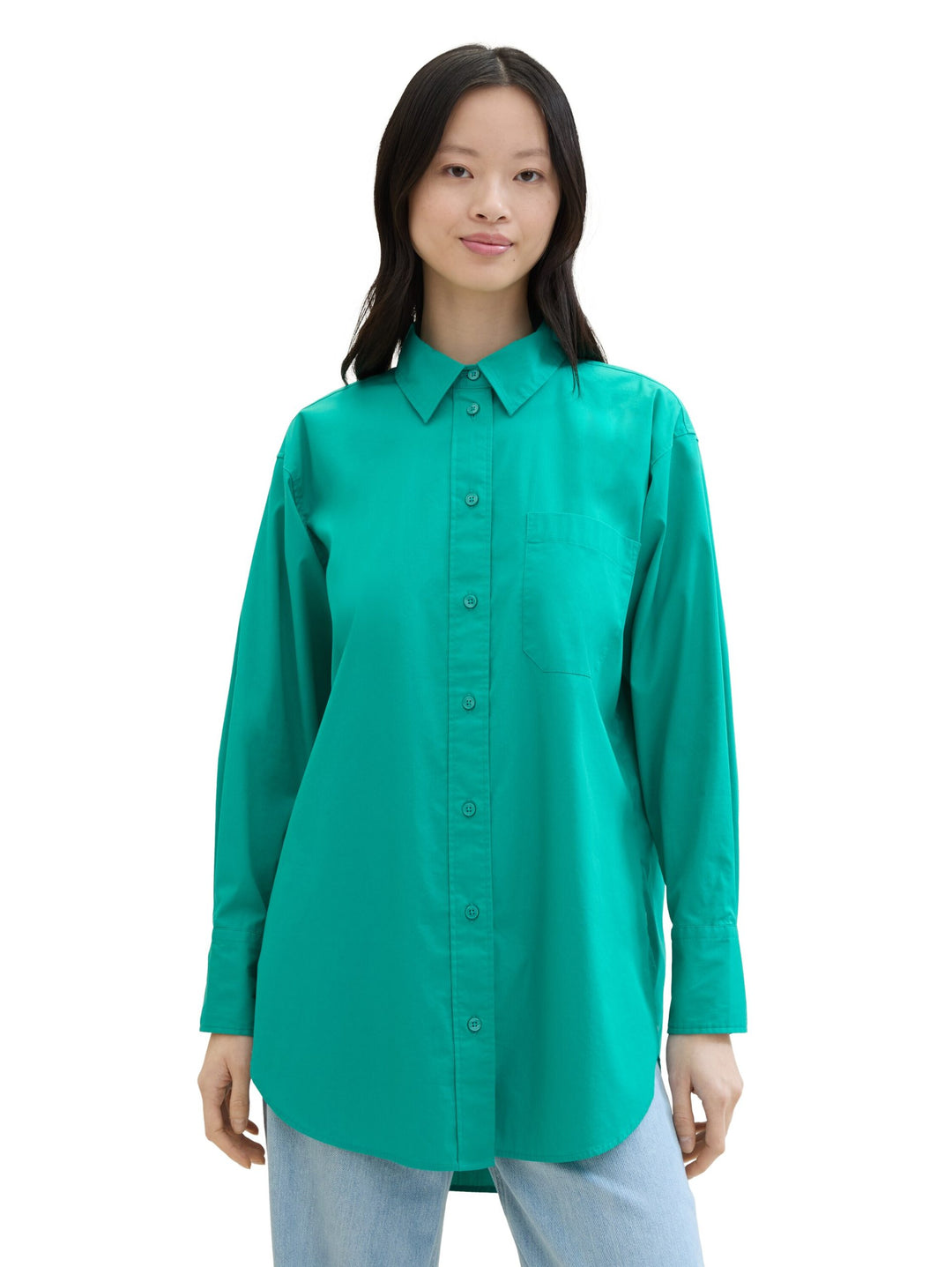 long shirt with chest pocket - Green