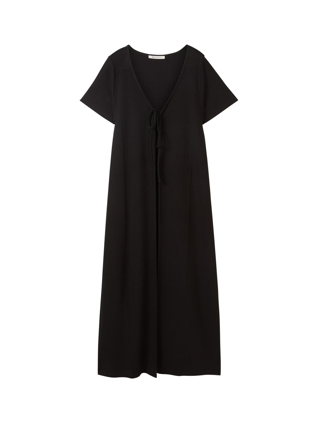 Long cardigan with a waffle texture - Black