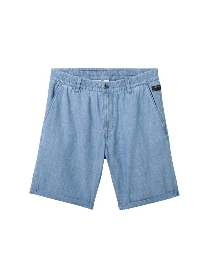Regular chambray shorts - Blue