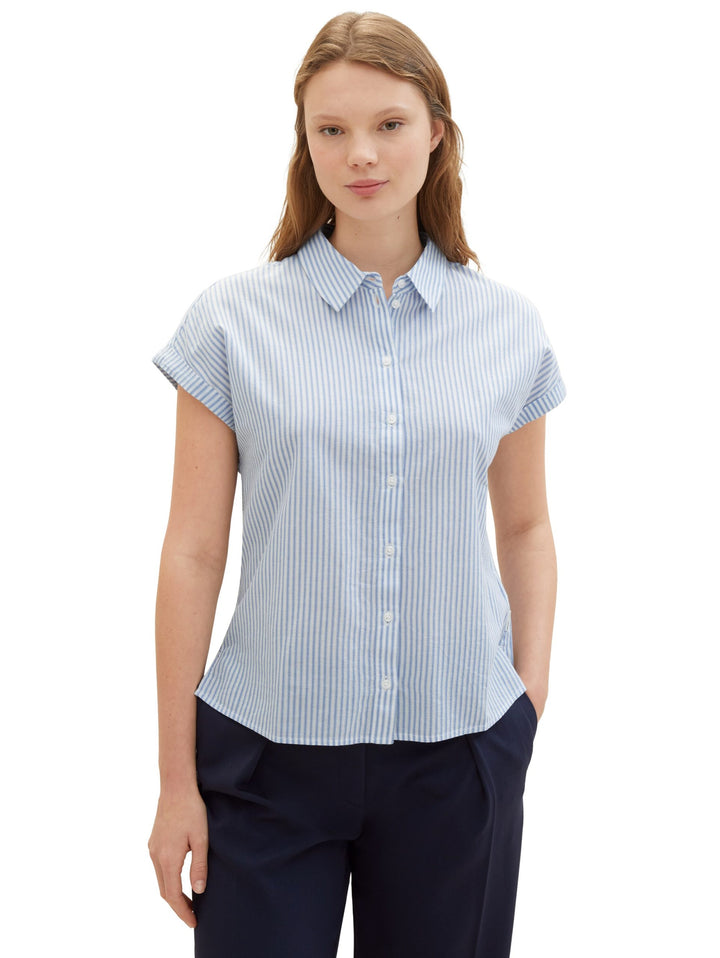 Striped short-sleeved shirt - Blue