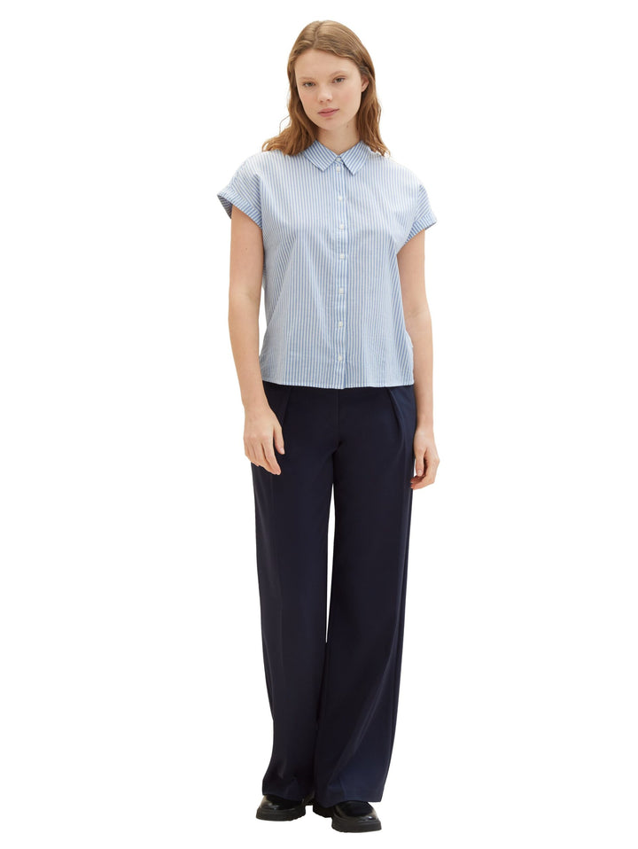 Striped short-sleeved shirt - Blue