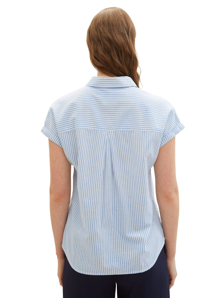 Striped short-sleeved shirt - Blue