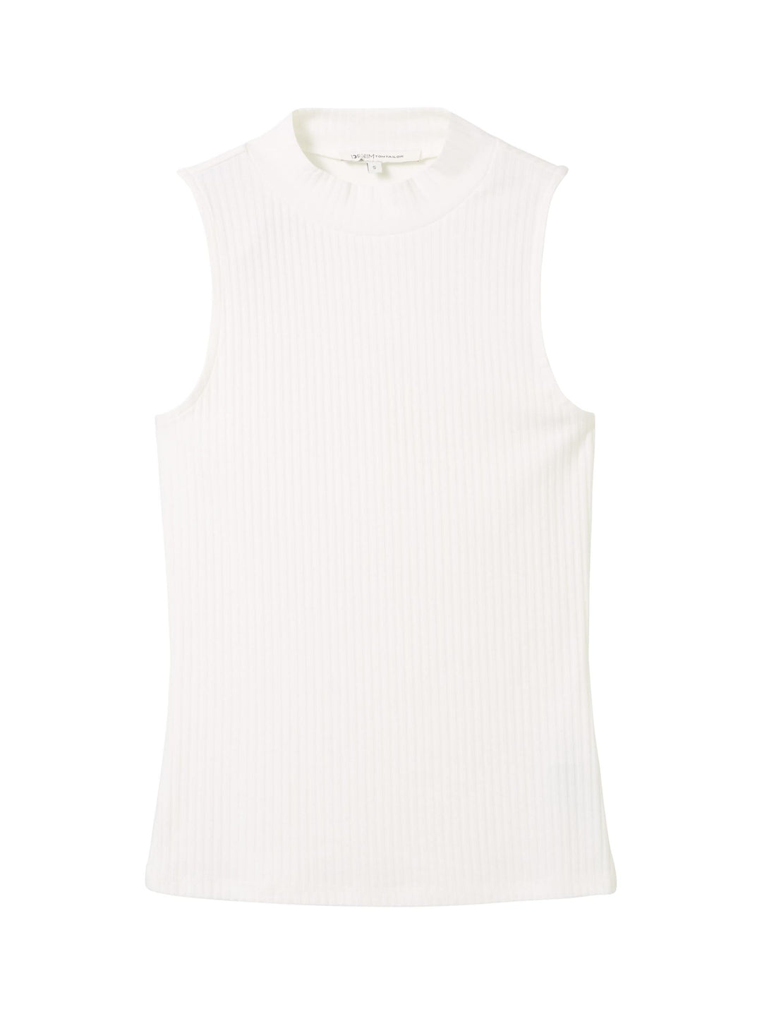 Rib Top With Stand Up Collar - White