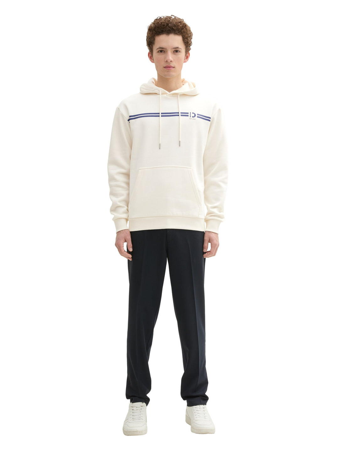 Hoodie With Chest Print - Brown
