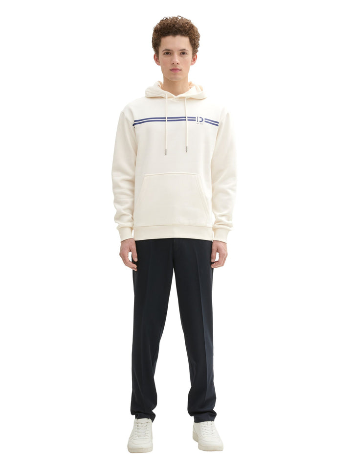 Hoodie With Chest Print - Brown