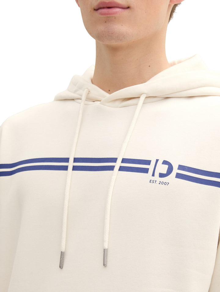 Hoodie With Chest Print - Brown