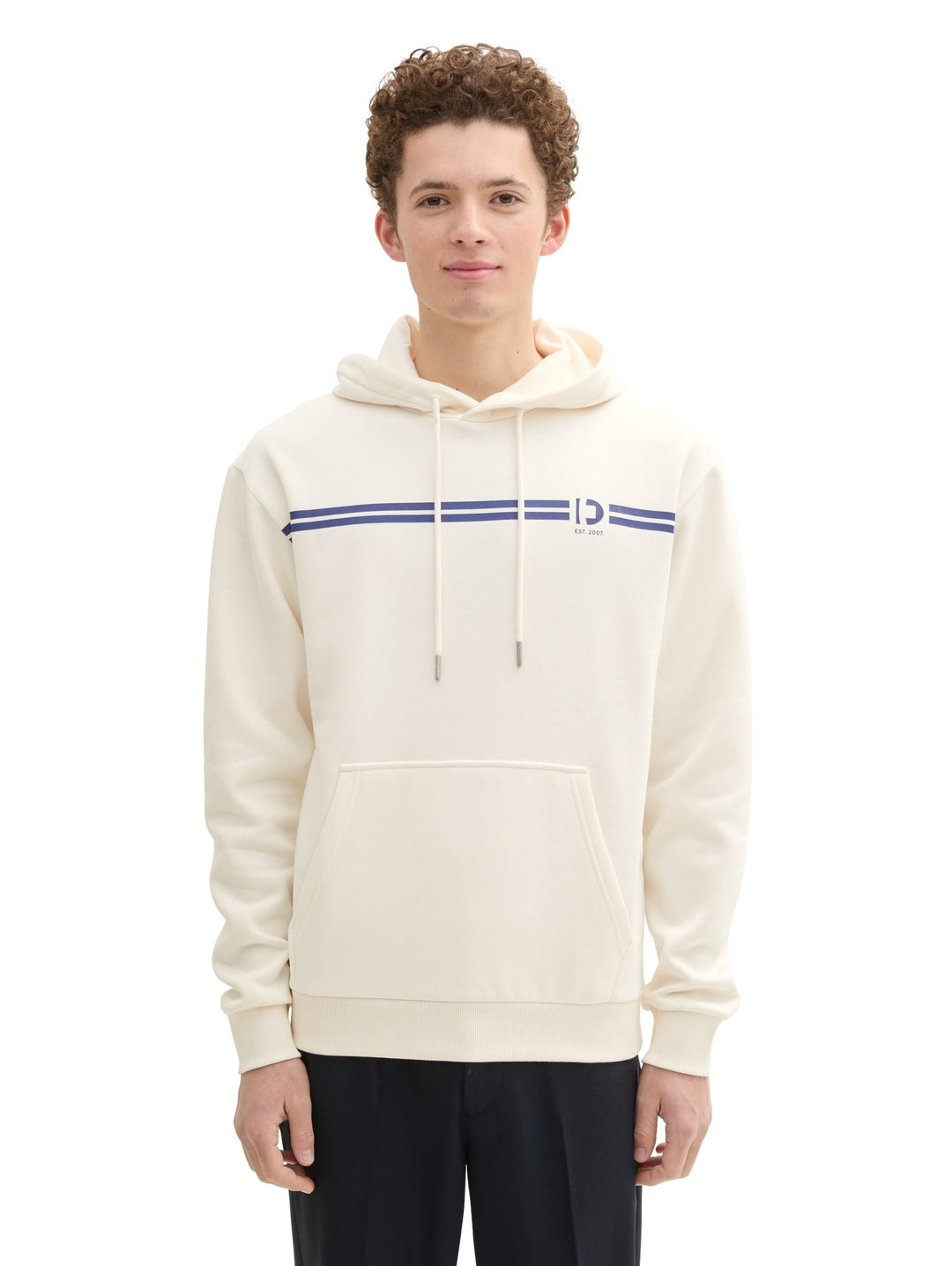 Hoodie With Chest Print - Brown