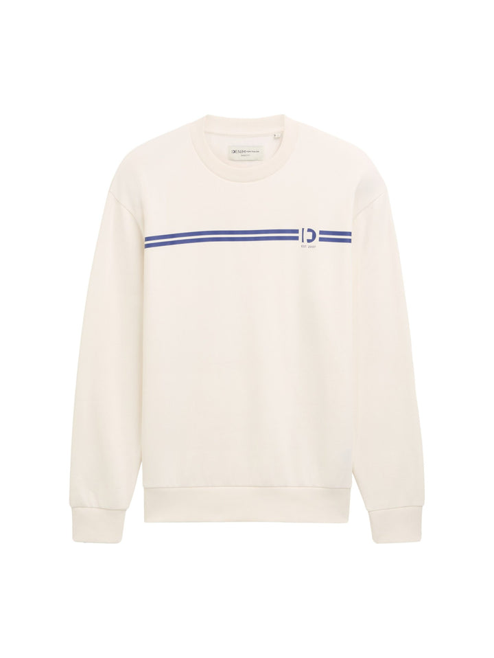 Crew Neck With Chest Print - Brown