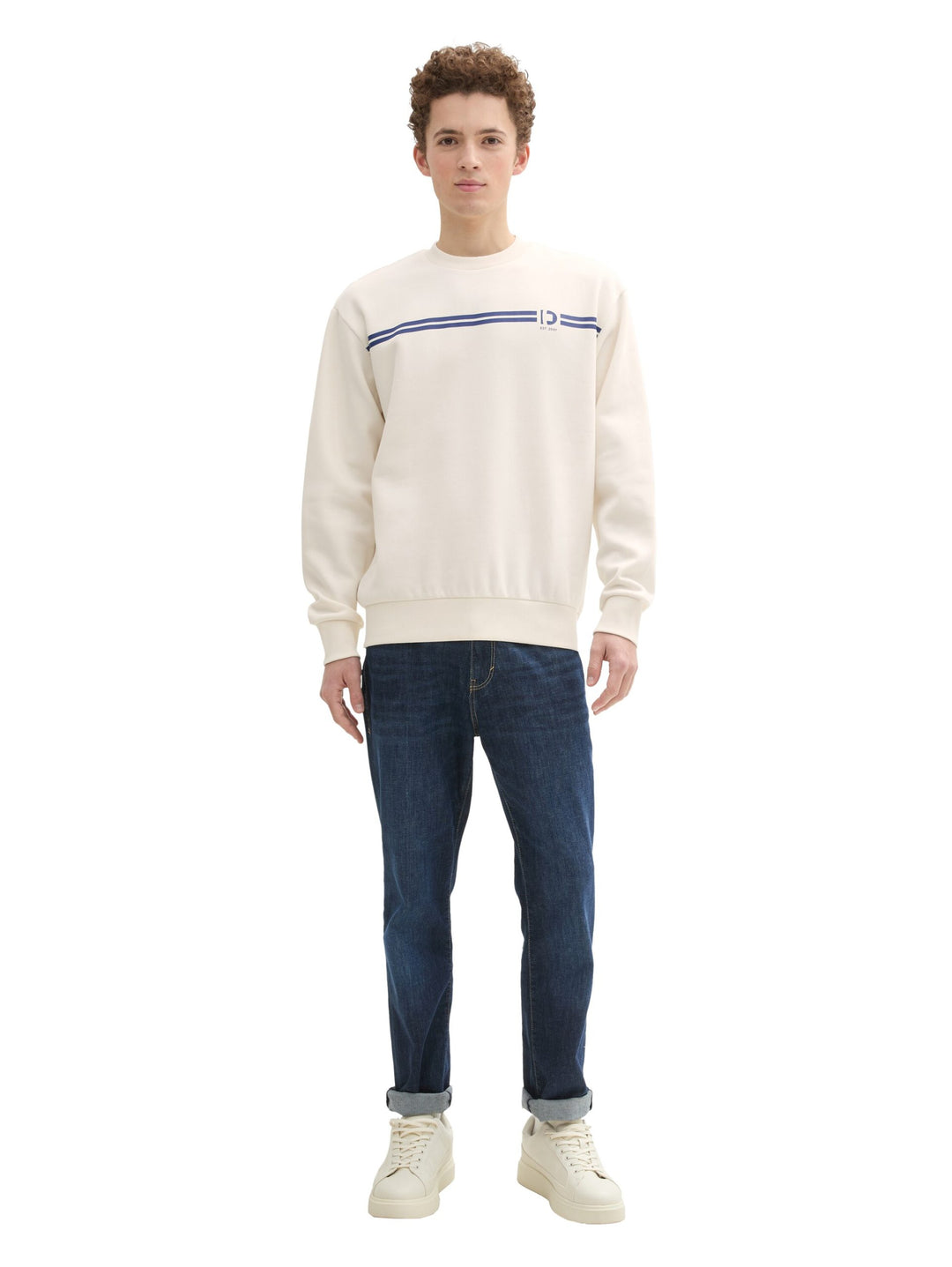 Crew Neck With Chest Print - Brown