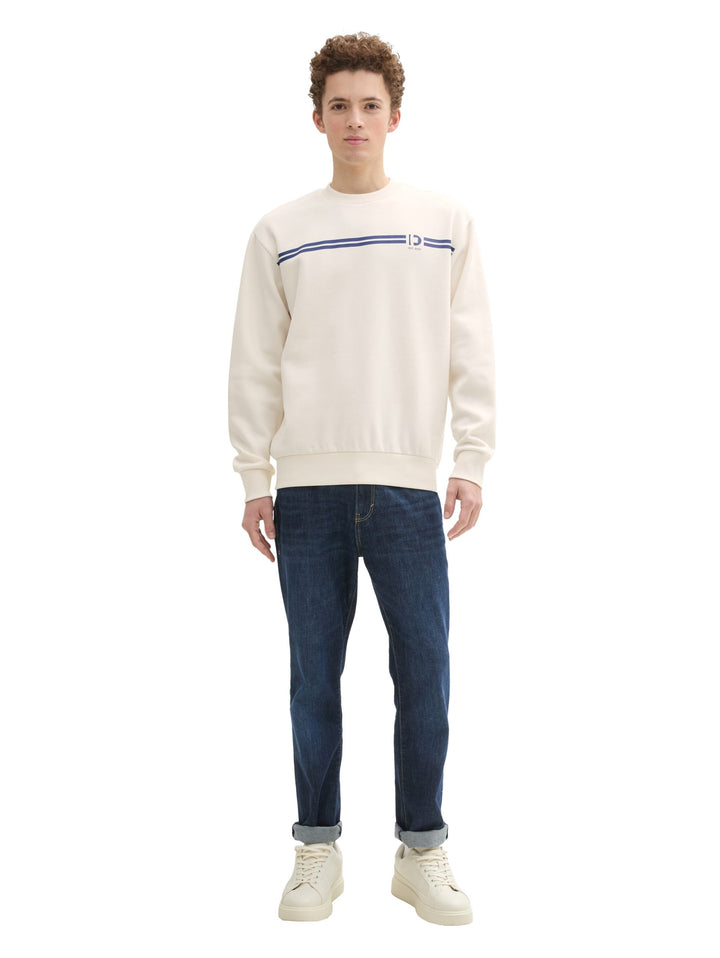 Crew Neck With Chest Print - Brown
