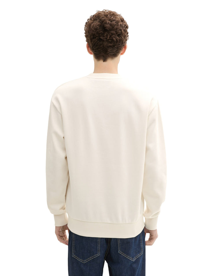 Crew Neck With Chest Print - Brown