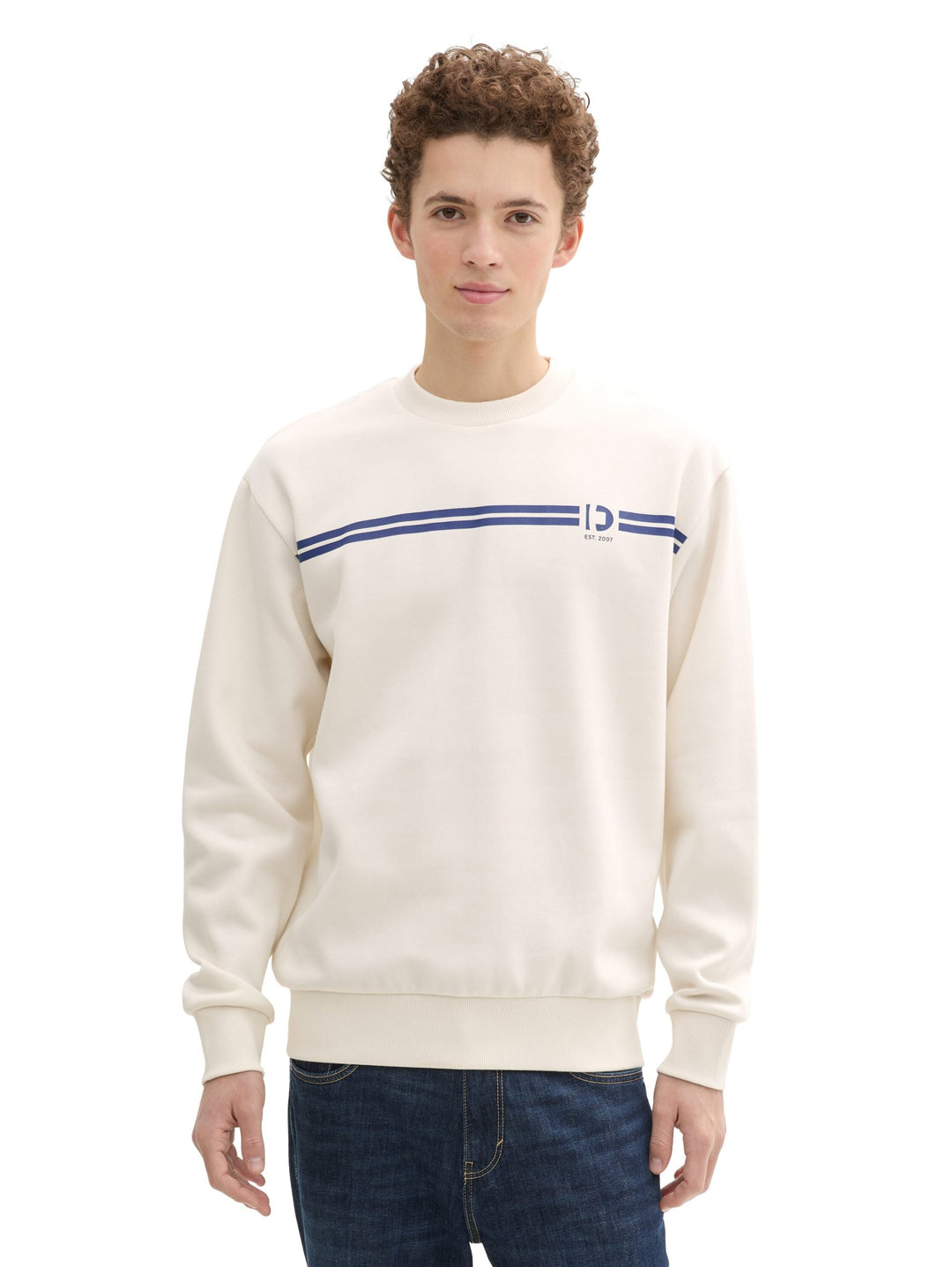 Crew Neck With Chest Print - Brown