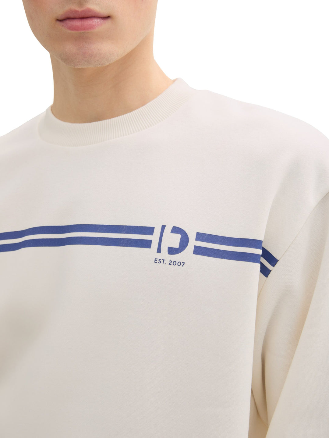 Crew Neck With Chest Print - Brown