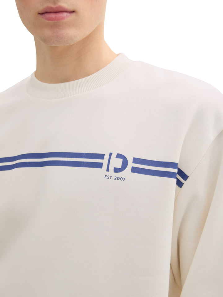 Crew Neck With Chest Print - Brown