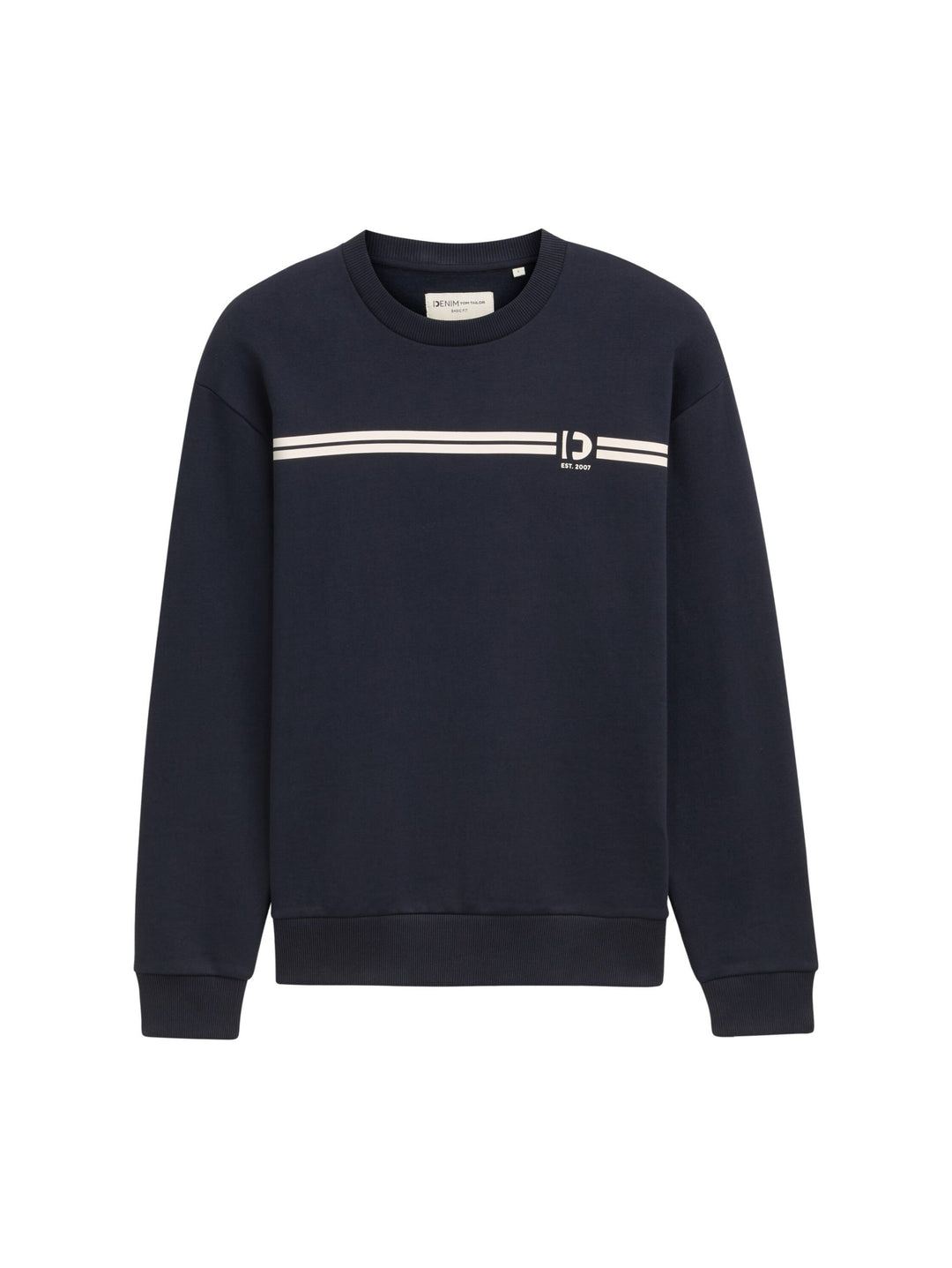 Crew Neck With Chest Print - Sky Blue
