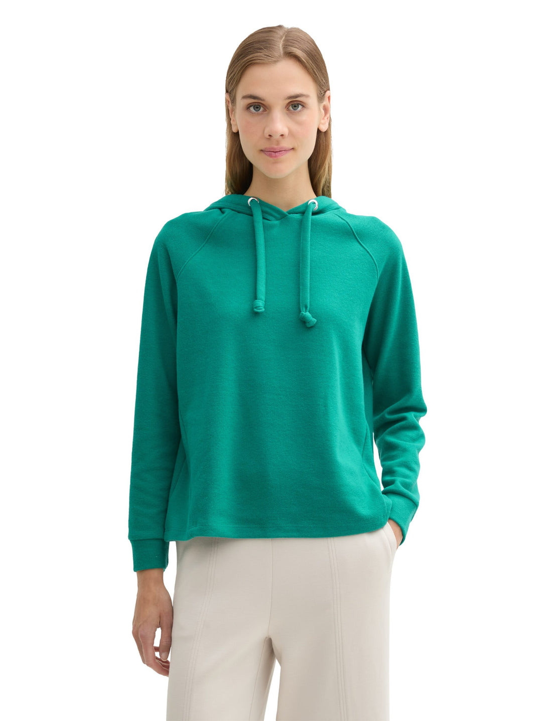 Cozy Hoodie With Strings - Green