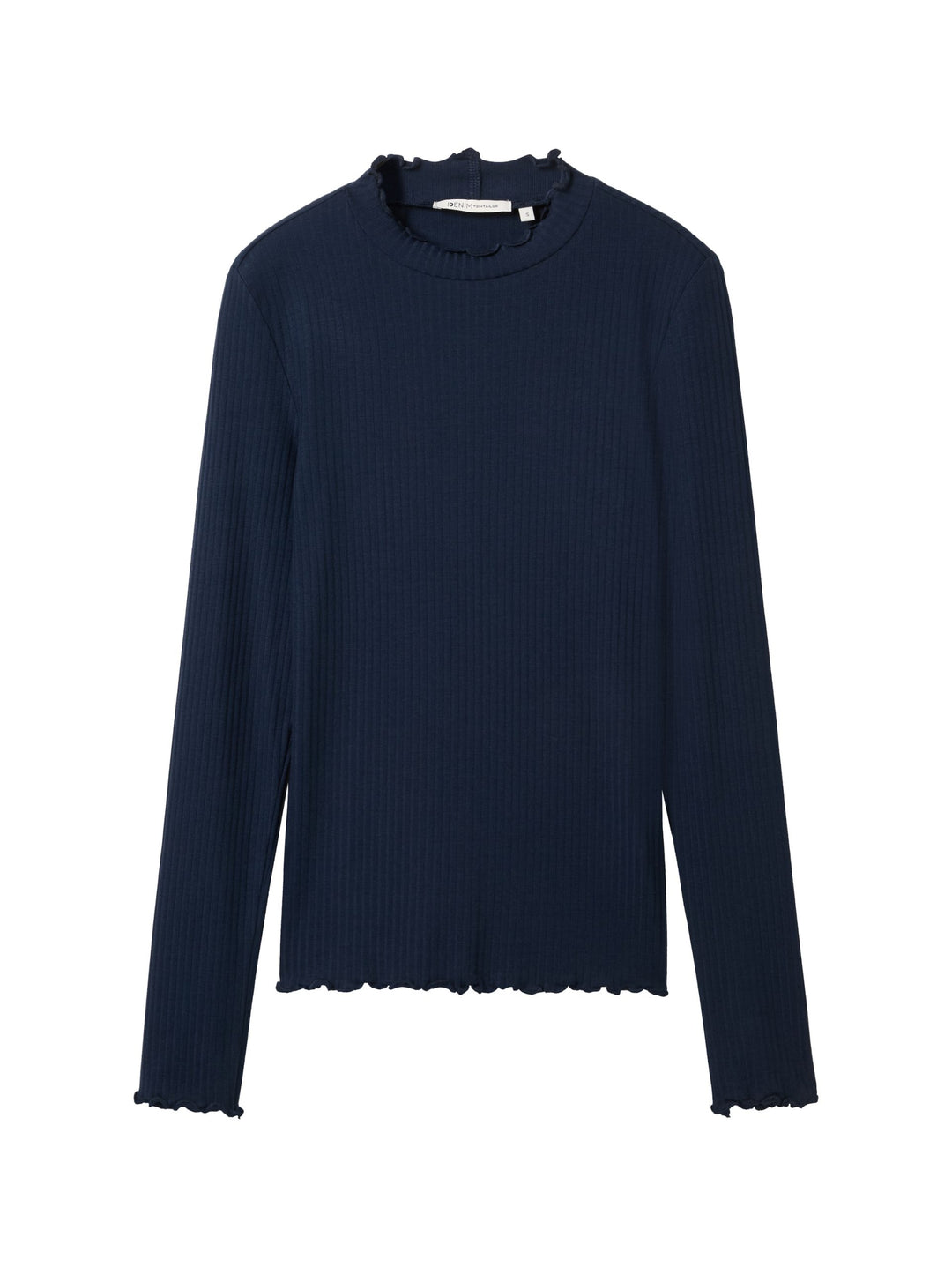Rib T-Shirt With Frill - Blue