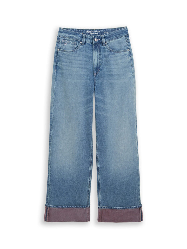 Wide Jeans with turn-ups - Light Blue