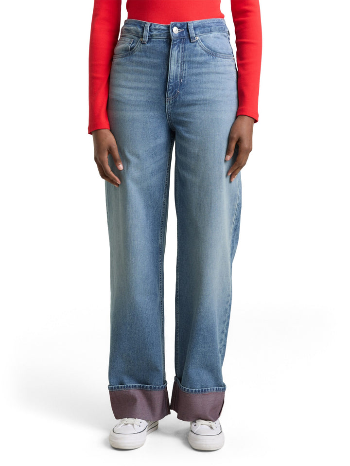 Wide Jeans with turn-ups - Light Blue