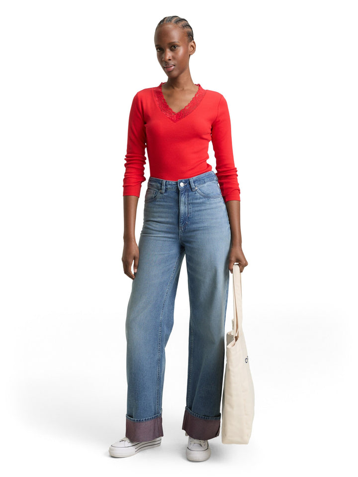 Wide Jeans with turn-ups - Light Blue