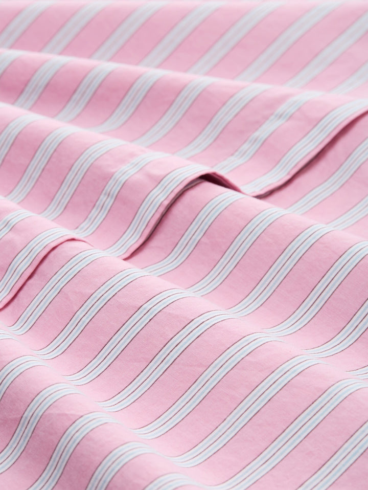 Oversized shirt blouse with striped pattern - Pink