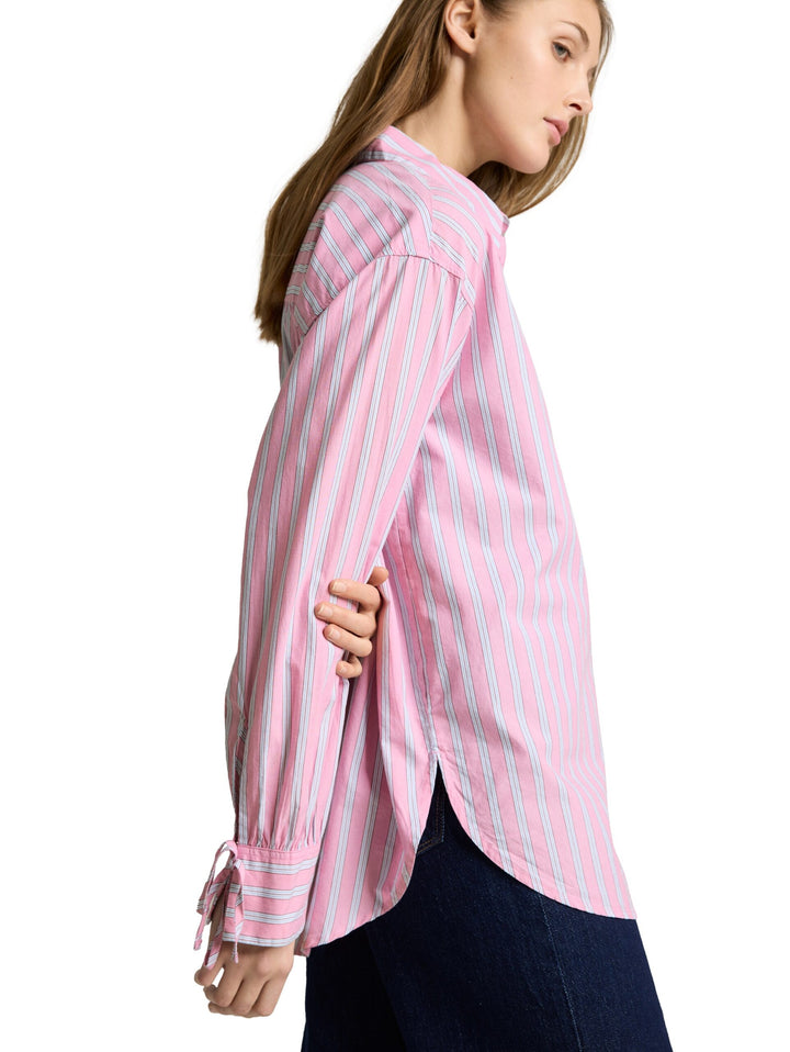 Oversized shirt blouse with striped pattern - Pink