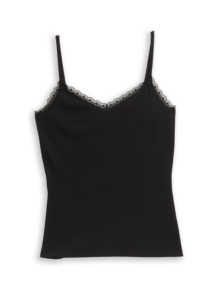Top With Lace Detail - Deep Black