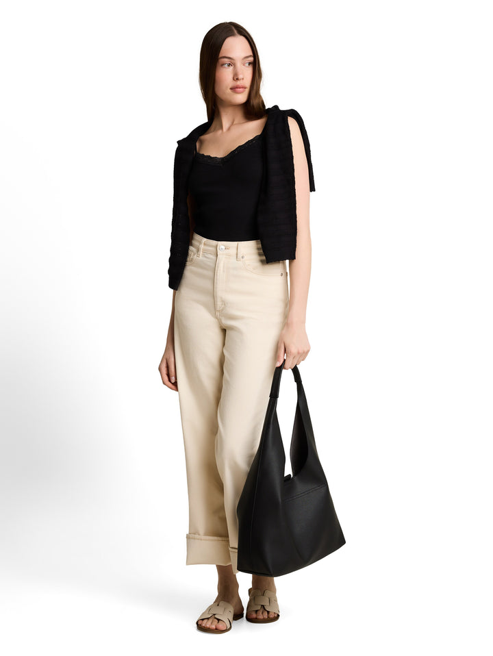Top With Lace Detail - Deep Black