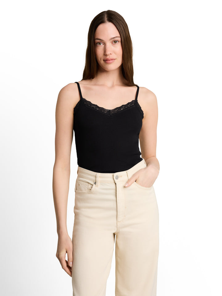 Top With Lace Detail - Deep Black
