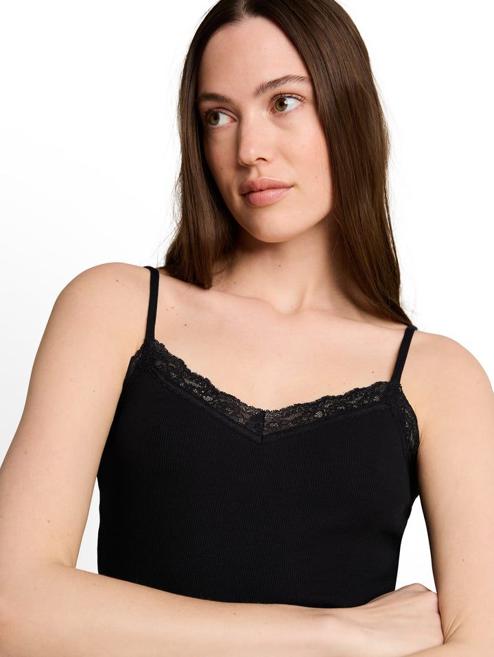 Top With Lace Detail - Deep Black